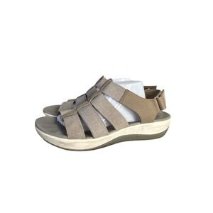 Clarks Cloudsteppers Gray Sandal 9.5 Women Platform Wedge Heel Cushioned Comfort